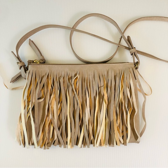 Women's Fringe Crossbody Bag Tan Faux Suede Leather Country Western Rodeo Boho - Picture 1 of 10